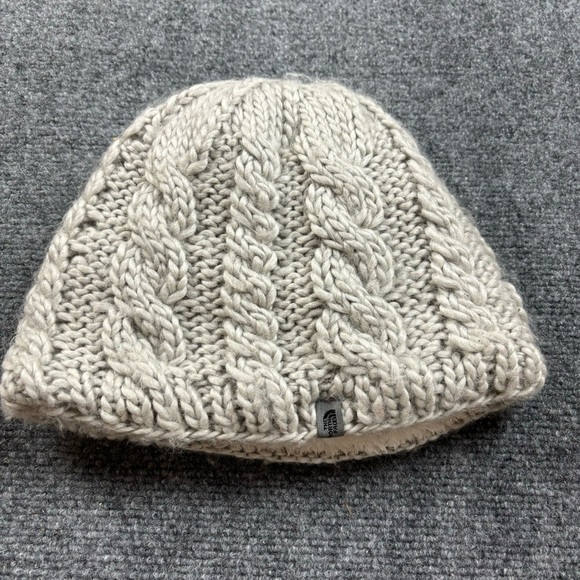 THE NORTH FACE Women’s Grey Knit Beanie Fur Fleece Lined One Size Fits Most - Picture 1 of 7